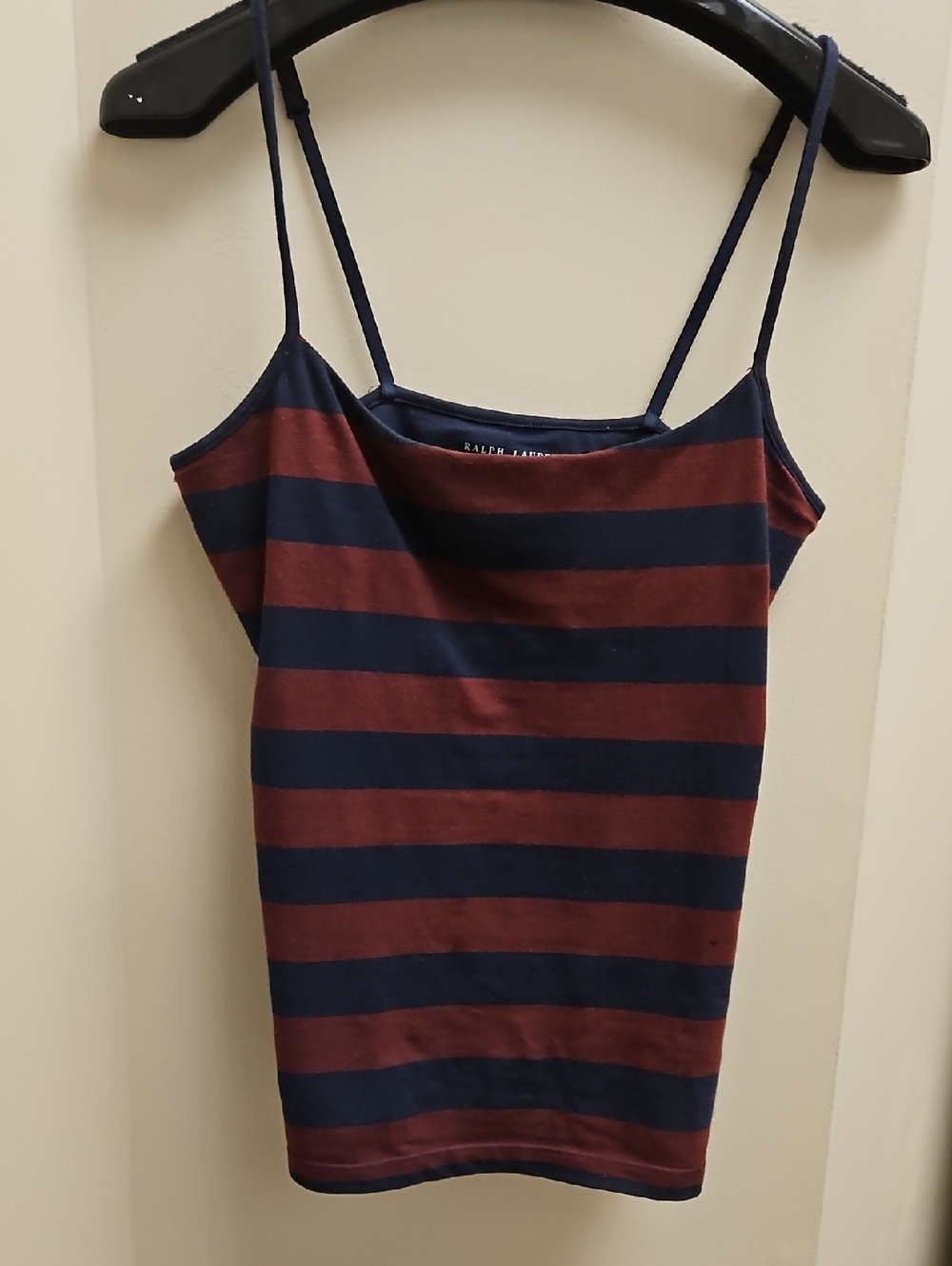 Ralph Lauren Navy & Burgundy Striped Spaghetti-Strap Camisole